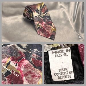 Vintage Oscar De‎ La Renta Couture Necktie 58x4 Abstract Floral Pattern Tie USA